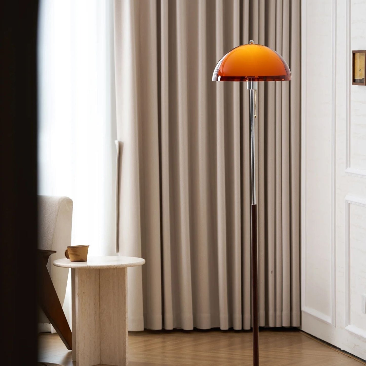 Tavino vloerlamp hout metaal amber woonkamer leeslamp retro design sfeerverlichting moderne staande lamp