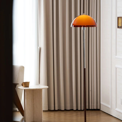 Tavino vloerlamp hout metaal amber woonkamer leeslamp retro design sfeerverlichting moderne staande lamp