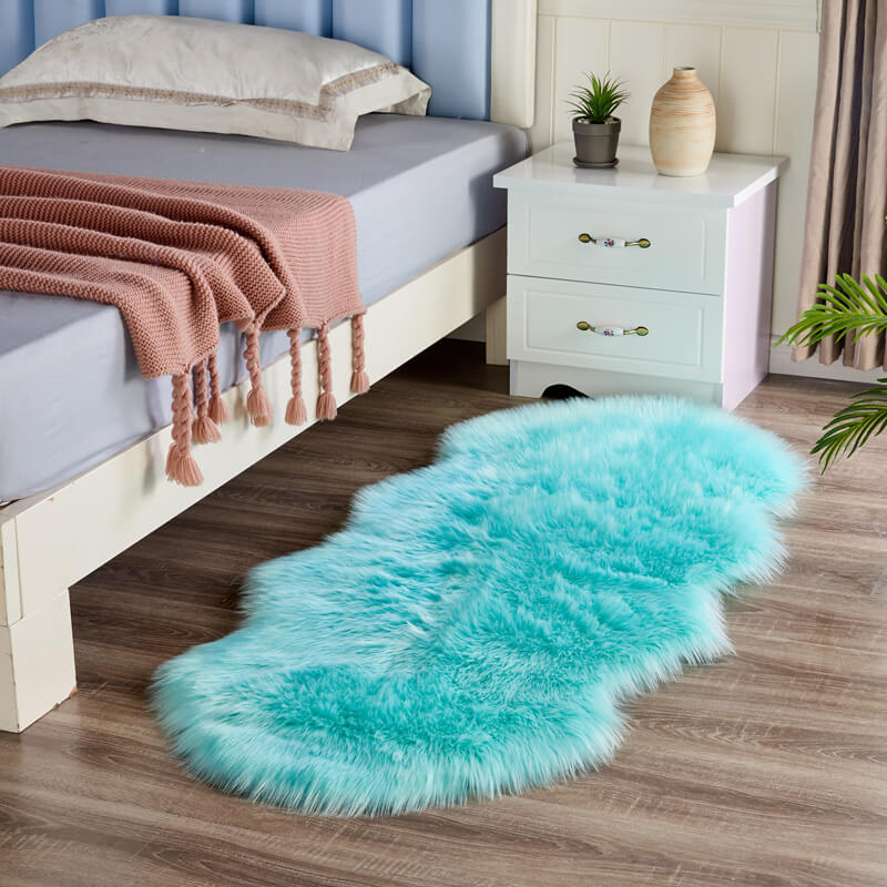 Vloerkleed Schapenvacht Imitatie Pluizig Antislip 60x120cm Slaapkamer Woonkamer Zacht