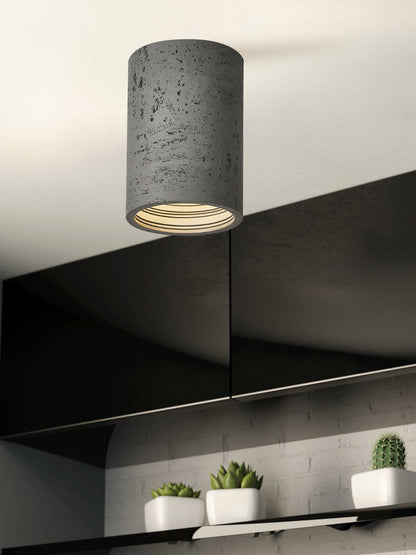 Cilindrische plafondlamp van travertijn – LED verlichting voor moderne interieurs