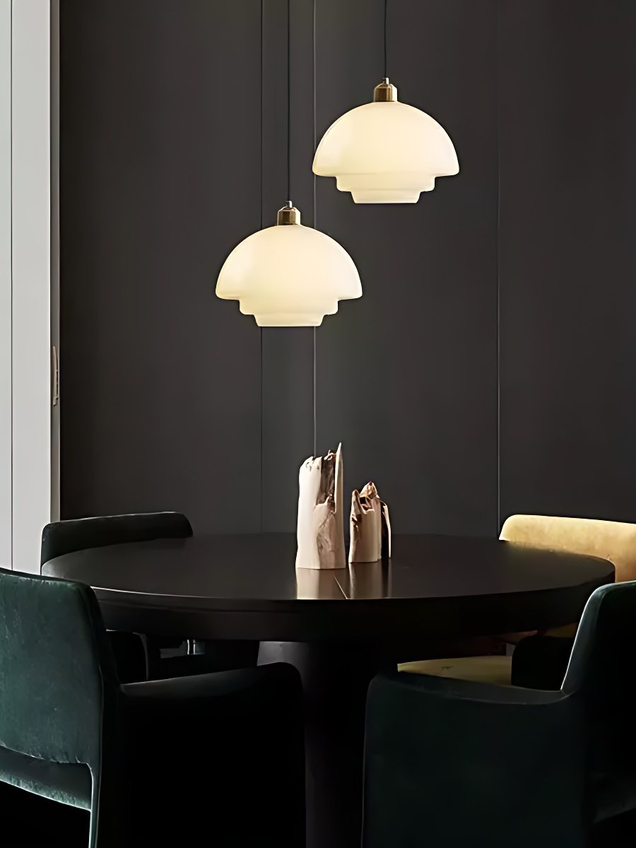 Glazen Hanglamp met Gelaagd Design – Melkwit Matglas voor Eetkamer en Woonkamer