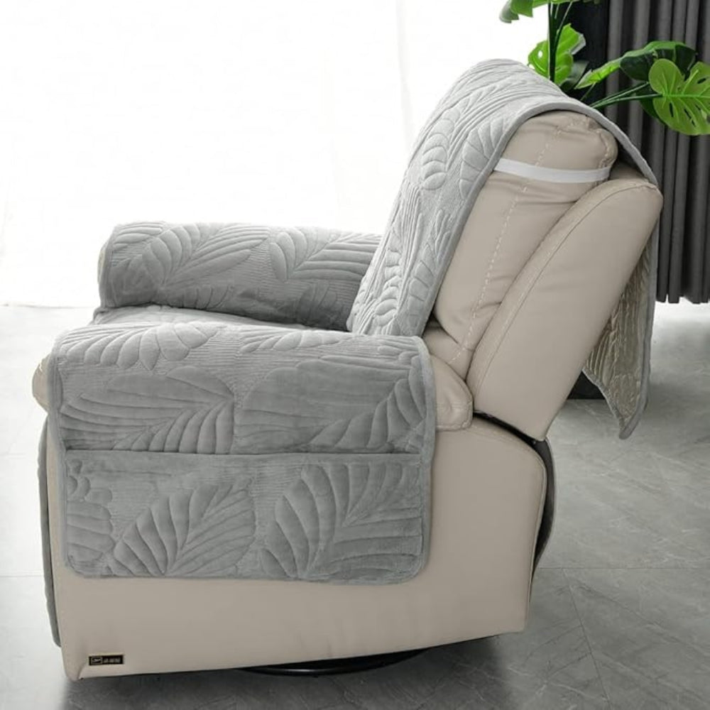 Stoelhoes voor Relaxstoel met Bladpatroon – Universele Slipcover voor Fauteuil Bescherming tegen Vlekken – Antislip Hoes met Groen Motief