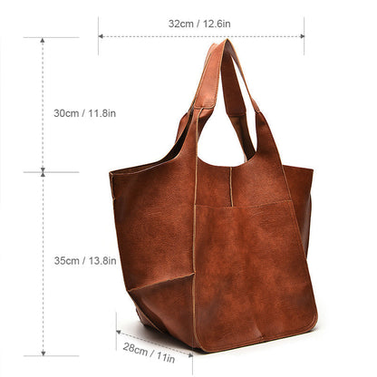 Dames Schoudertas Groot Faux Leer Vintage Look