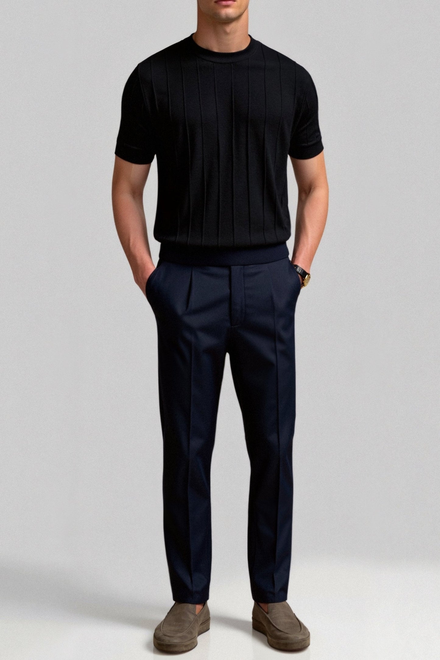 Heren T-Shirt Gestreept O-Hals Klassiek Casual