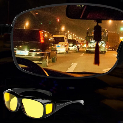 Nachtrijbril met Gele Glazen voor Helder Zicht bij Nacht en Mist | Anti-verblinding Rijbril | Vermindert Hoofdlampschittering | Universele Pasvorm Ook Over Correctiebril | Comfortabel Montuur