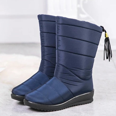 Gevoerde Waterdichte Winterlaarzen Dames met Antislipzool – Warme Polyester Snowboots voor Brede Voeten