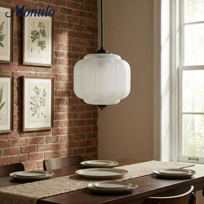 Vintage Melkglazen Hanglamp met Gegolfde Rand – Scandinavische Sfeerverlichting voor Keuken en Slaapkamer