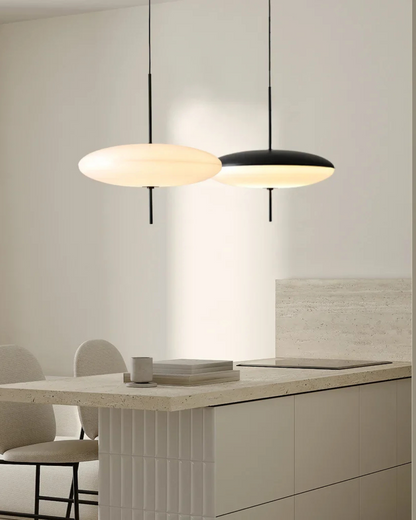Moderne Hanglamp Met Zwevend Design In Acryl En Metaal Met Warme Diffuse Verlichting