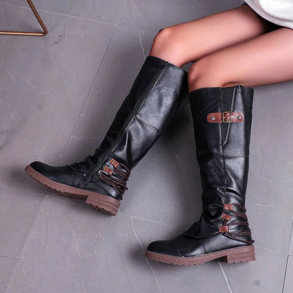 Leren Dames Ritslaarzen – Comfortabel & Warm voor Herfst en Winter