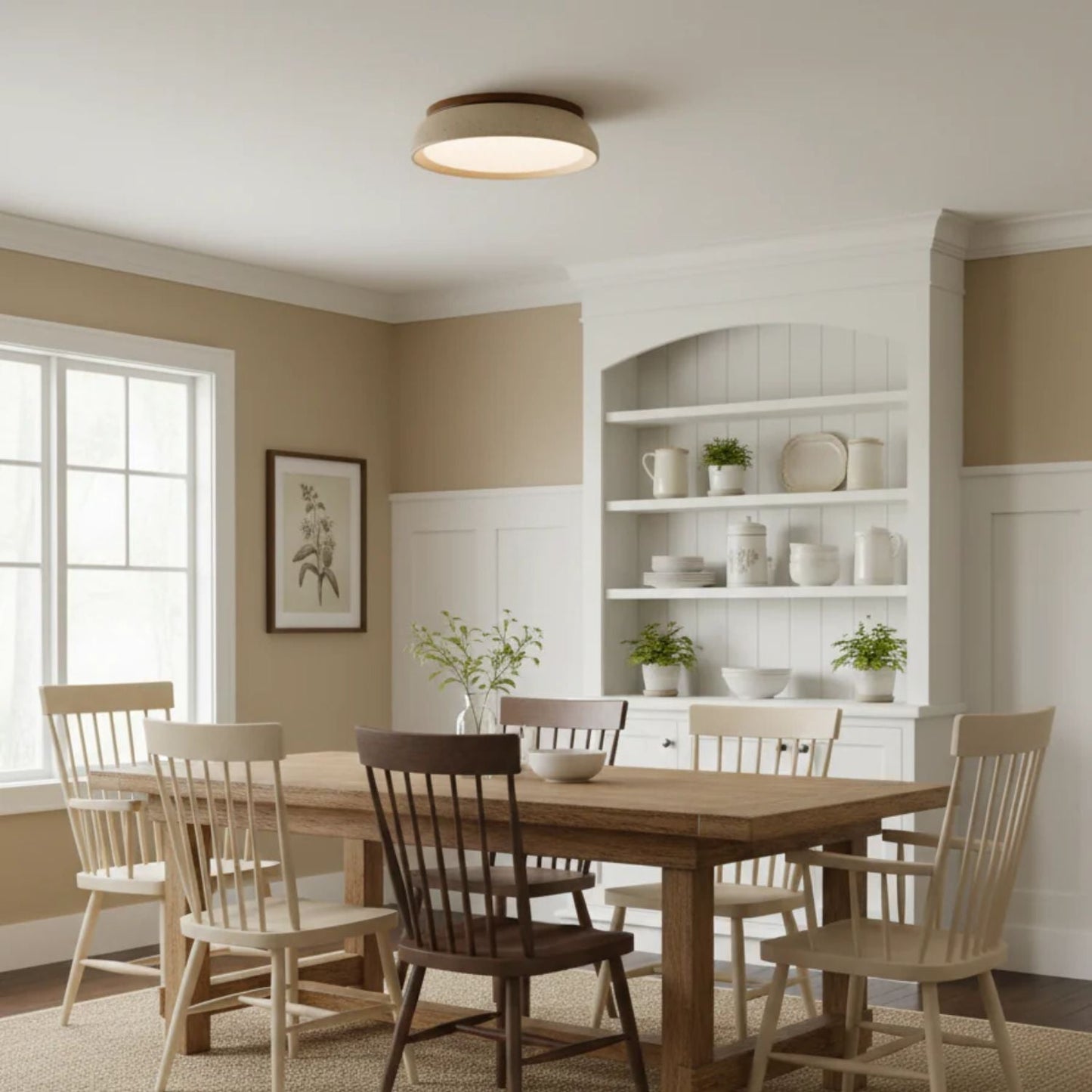 Depiara plafondlamp travertin hout LED 3000K beige plafondverlichting woonkamer slaapkamer hal badkamer modern minimalistisch