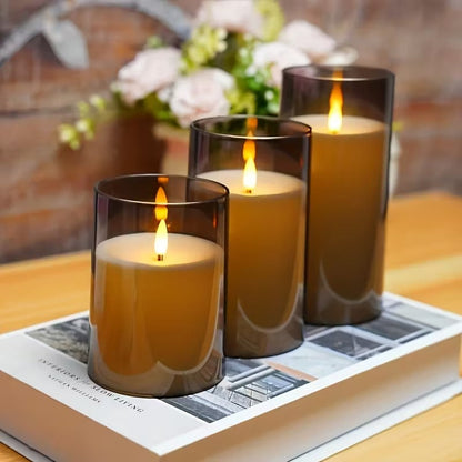 LED kaarsen met afstandsbediening glas zwart sfeer verlichting set timer modern interieur woonkamer slaapkamer decoratie realistisch vlam effect