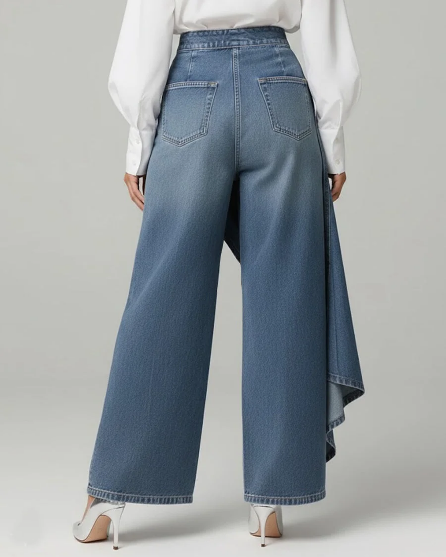 Dames Wide Leg Jeans Rok High Waist Asymmetrisch