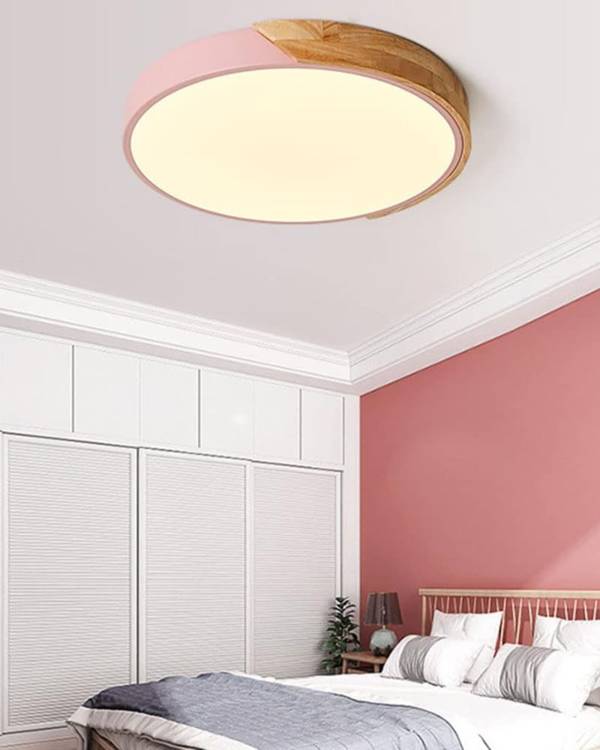 Moderne ronde plafondlamp met houtaccent en LED verlichting – minimalistische designlamp in 23 30 40 50 en 60 cm