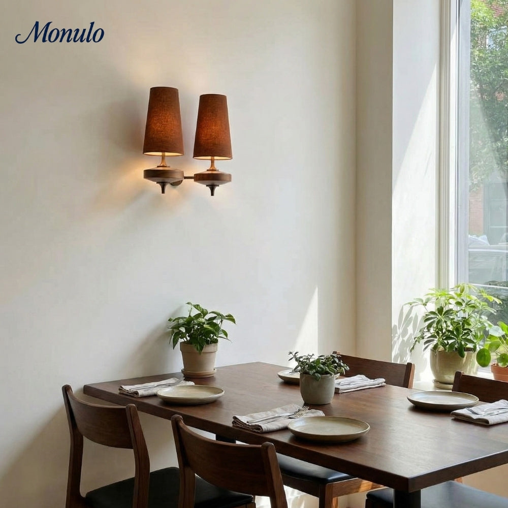 Retro Wandlamp met Stoffen Kap – Vintage Verlichting voor Slaapkamer