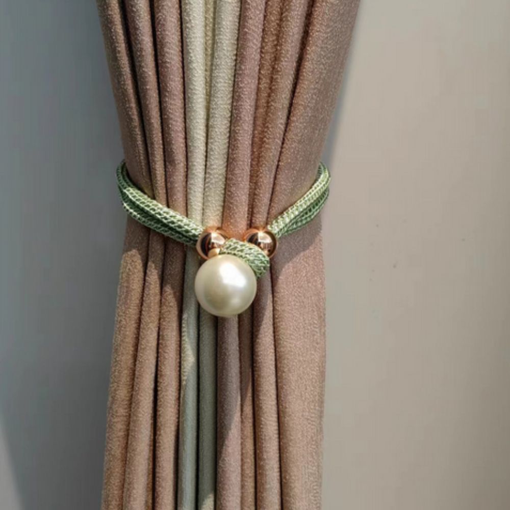 Decoratieve Gordijnomarmers met Parelaccent – Set van 2 Stuks – Verstelbare Touwhouders voor Woonkamer Slaapkamer – Elegante Raamversiering