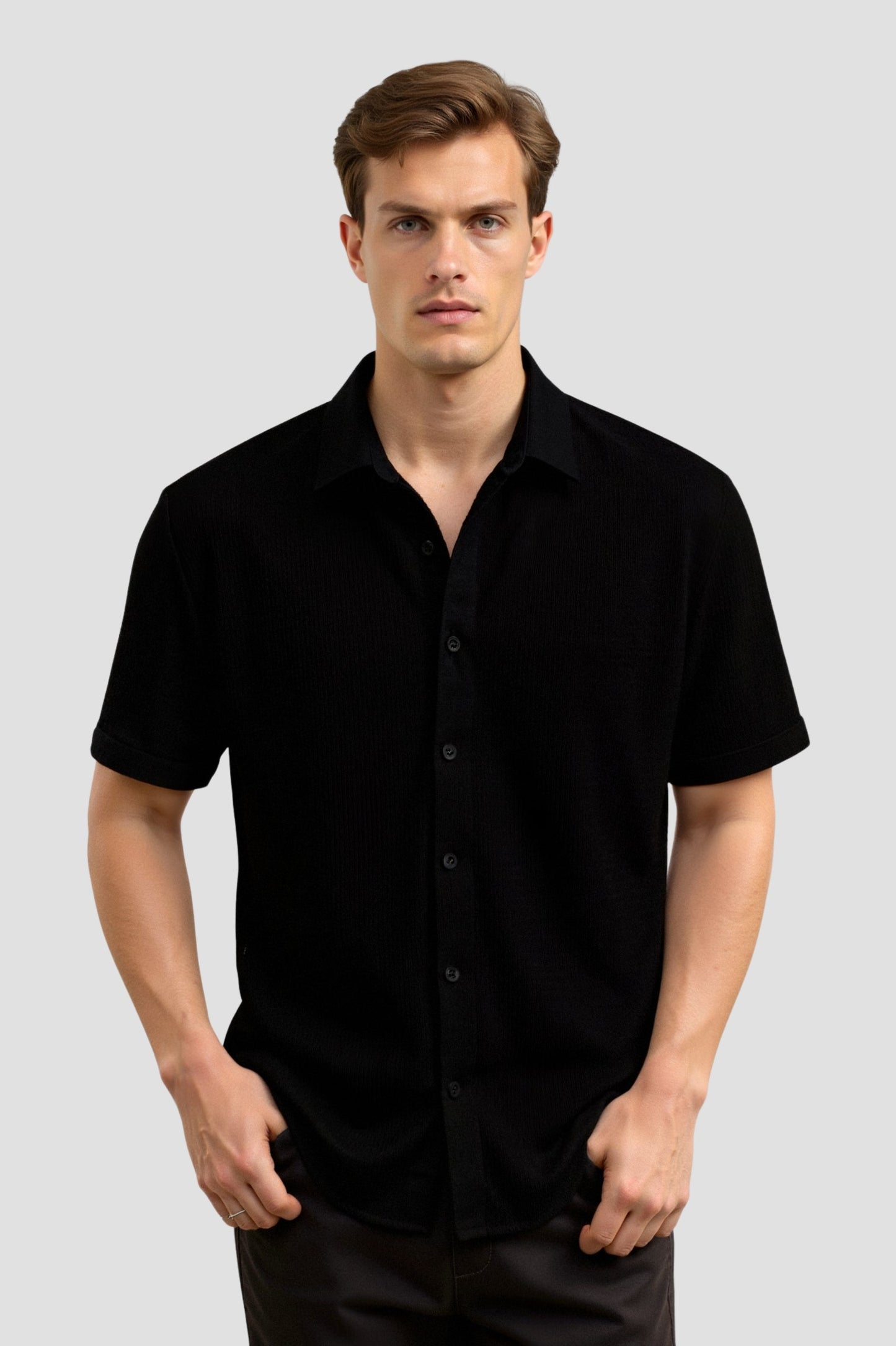 Linnen Overhemd Kort Mouw Zomer Klassiek Design