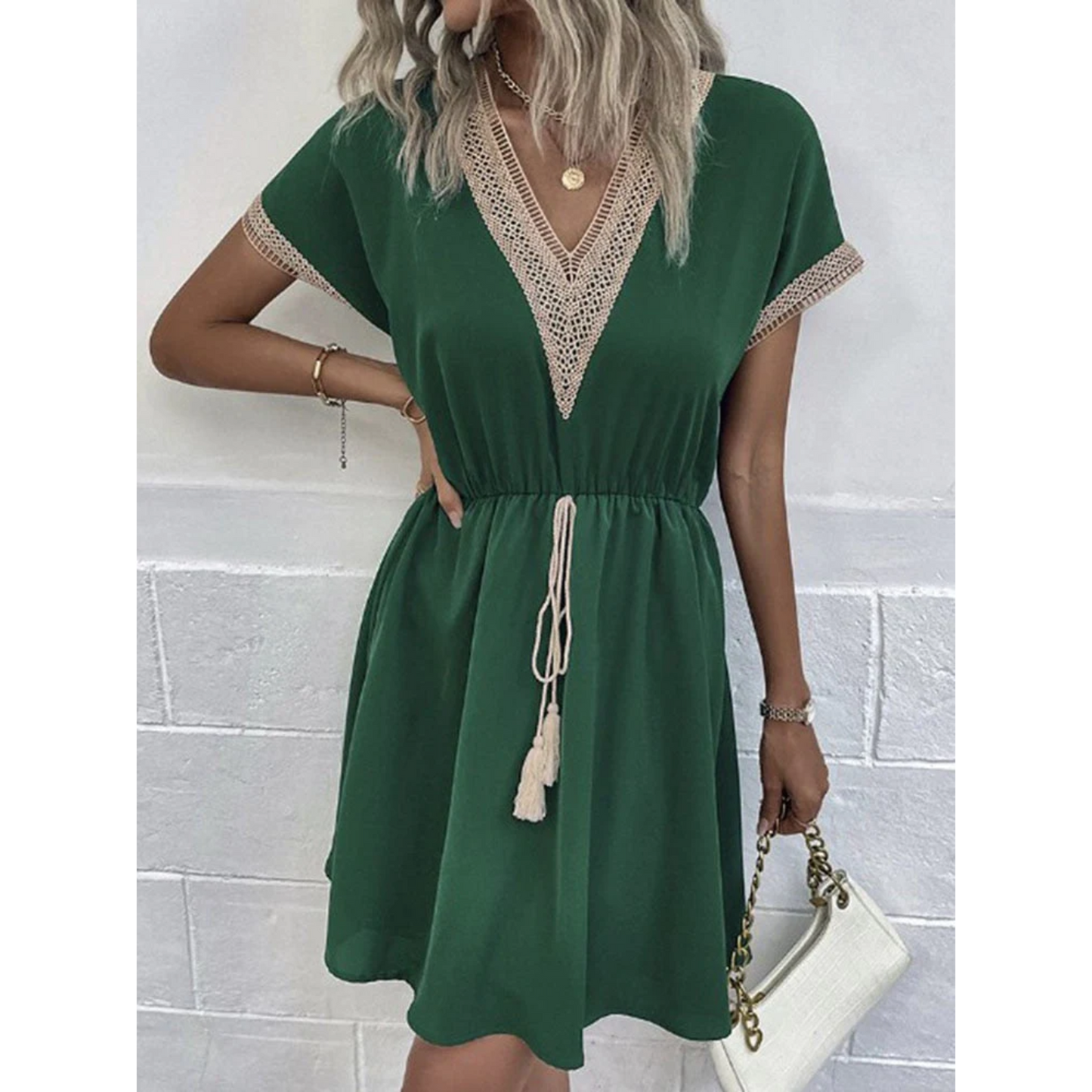 Losse Veters Mini Jurk Bohemian Stijl Zomerjurk