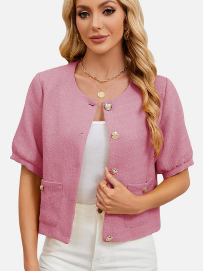 Dames Cropped Blazer Jas Tweed Pasvorm