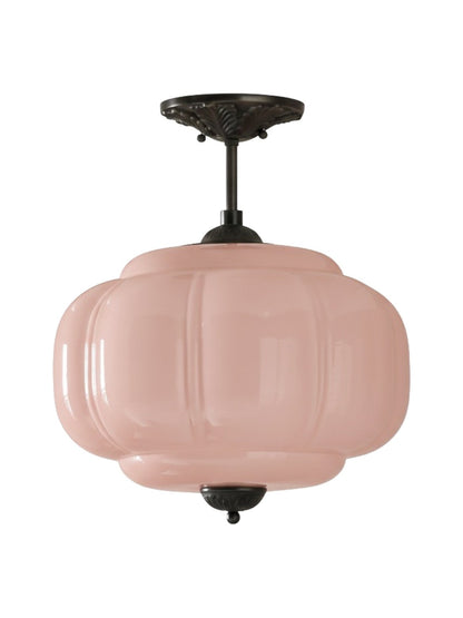 Vintage Melkglas Plafondlamp Geschulpt Rand Wit Roze Groen Blauw Helder Mat Glas Semi-Flush Hanglamp Messing Zwart Finish