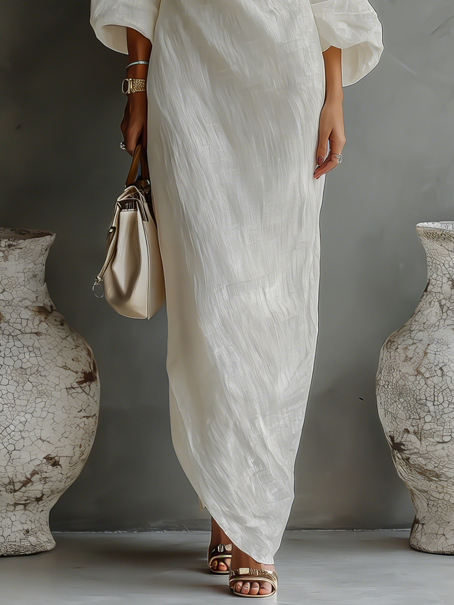 Dames Linnen Jurk Off-shoulder Stijl