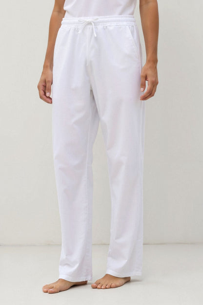 Heren Joggingbroek Wit Knoopsluiting Elastisch - StudioMarella