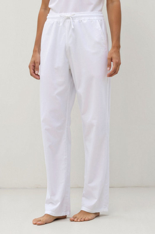 Heren Joggingbroek Wit Knoopsluiting Elastisch - StudioMarella
