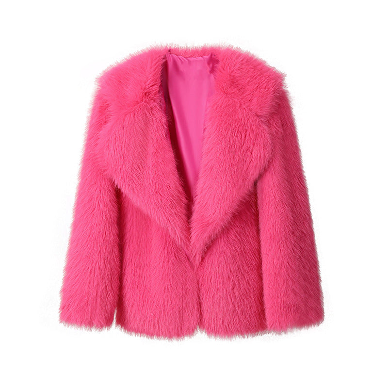 Dames Faux Fur Jas Zomer Trendy Grote Kraag