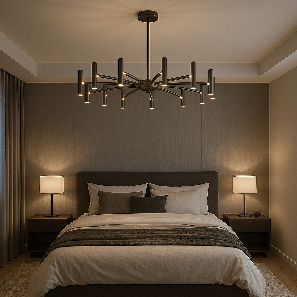 12 Koppen Hedendaagse Kroonluchter Ø100cm Zwart Smeedijzer Slaapkamer Woonkamer Moderne LED Plafondlamp Design Verlichting