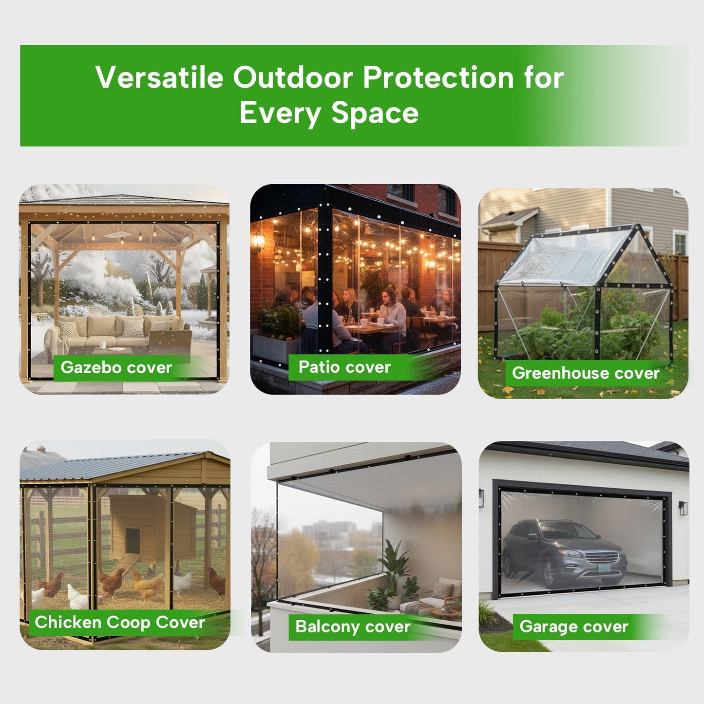 Transparant PVC Terrasscherm 0,35mm Dik Waterdicht Winddicht met Ogen | Afdekhoes Overkapping Prieel Veranda