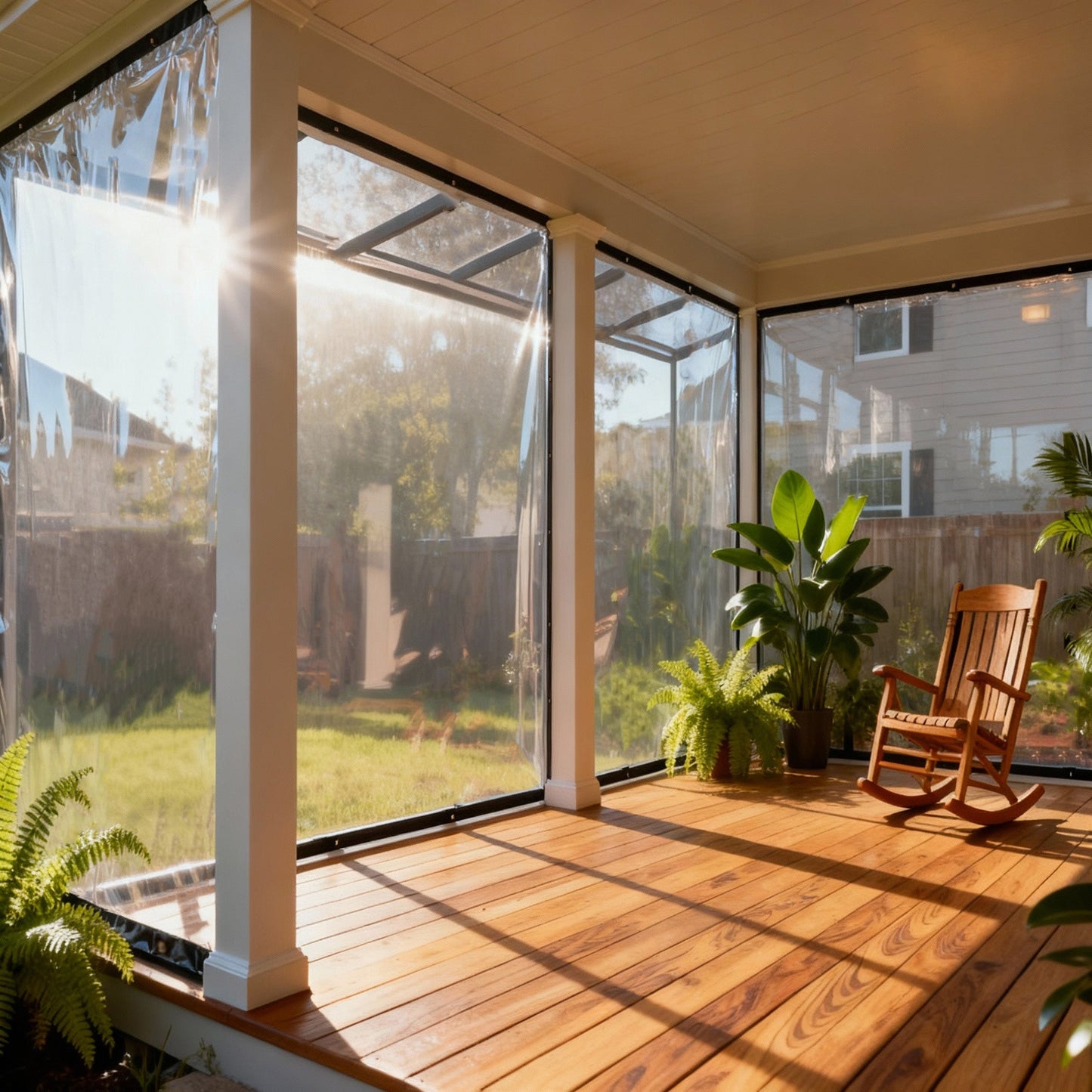 Transparant PVC Terrasscherm 0,35mm Dik Waterdicht Winddicht met Ogen | Afdekhoes Overkapping Prieel Veranda
