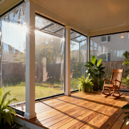 Transparant PVC Terrasscherm 0,35mm Dik Waterdicht Winddicht met Ogen | Afdekhoes Overkapping Prieel Veranda