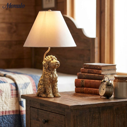 Dierenfiguur Tafellamp met Katoenen Kap – Klassieke Nachtkastlamp met Dierenmotief
