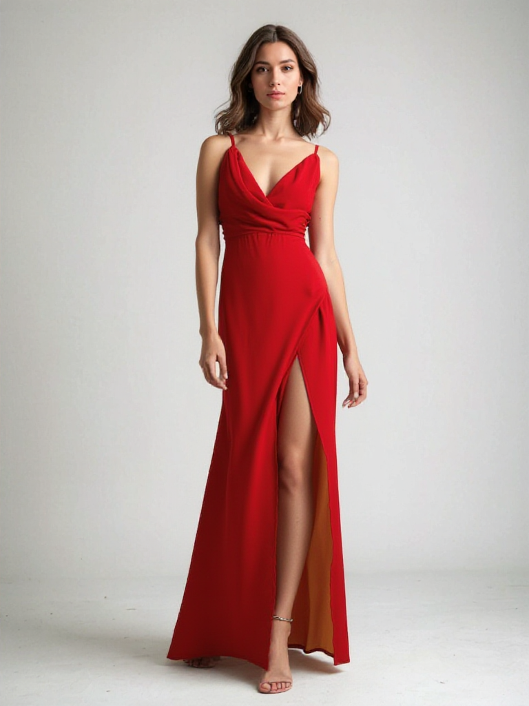 Jurk Maxi Elegance Hoge Split Lange Mouw - StudioMarella