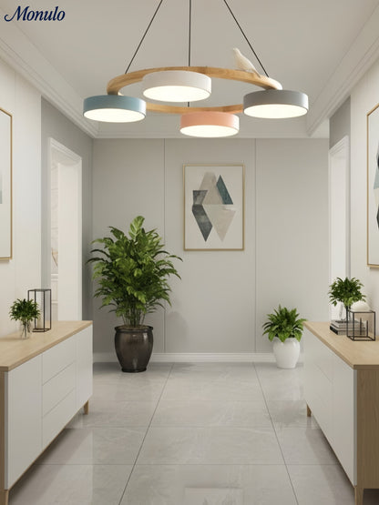 Decoratieve Vogelkroonluchter met Gekleurde Cirkels voor Eetkamer en Woonkamer