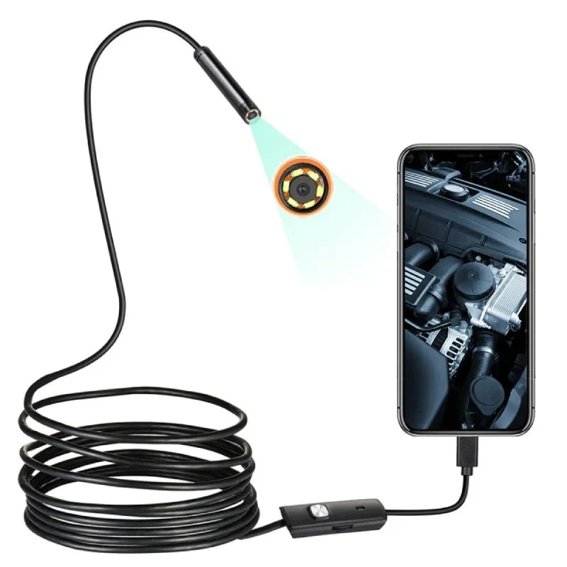 USB Endoscoop Inspectiecamera 7mm Lens Flexibele Kabel LED Verlichting voor Loodgieter Monteur Inspectie