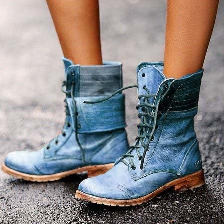 Dames Enkelboots Veterlook Klassiek Comfortabel