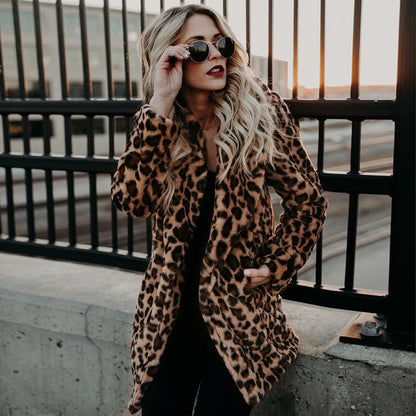 Dames Faux Fur Jas Leopard Print Luxe Blancha → Dames Faux Fur Jas Leopard Print Luxe Jas - StudioMarella