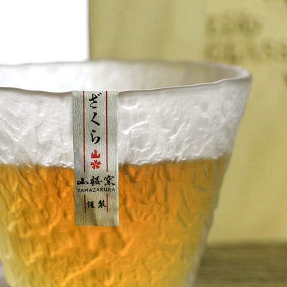Handgemaakt Whiskyglas met Japans Sneeuwreliëf – Hittebestendig Glas 200ml – Inclusief Houten Bewaarbox – Tijdloze Drinkervaring
