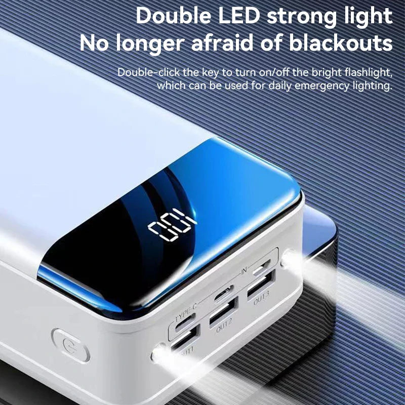 Powerbank 50000 mAh LED Display Zwart Snelladen Smartphone Tablet Reisbatterij Externe Accu