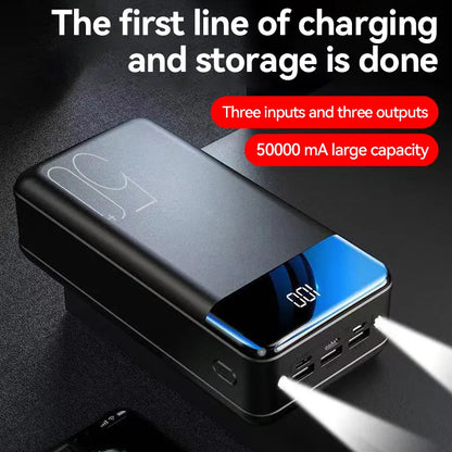 Krachtige Powerbank 50000 mAh met 3 Ingangen en 3 Uitgangen – Onderweg Altijd Stroom