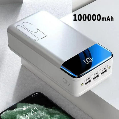 Draagbare Accu 50.000mAh Zwart Wit Snelladen Smartphones Tablets Laptops Powerbank Onderweg Reizen Meerdere Oplaadbeurten Universeel Noodstroom