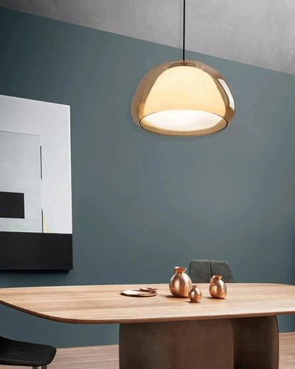 Luxe Glazen Hanglamp Met Mat En Transparant Glas In Minimalistisch Japandi Design