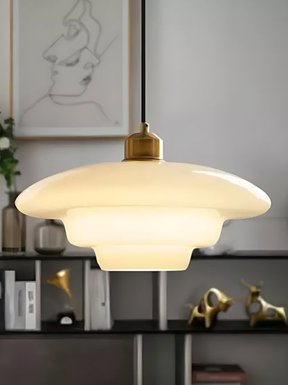 Glazen Hanglamp met Gelaagd Design – Melkwit Matglas voor Eetkamer en Woonkamer