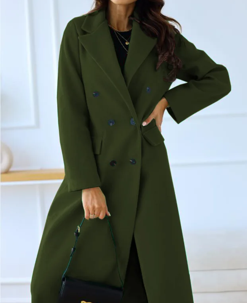Dames Trenchcoat Lang Elegante Kwaliteit Herfst Winter