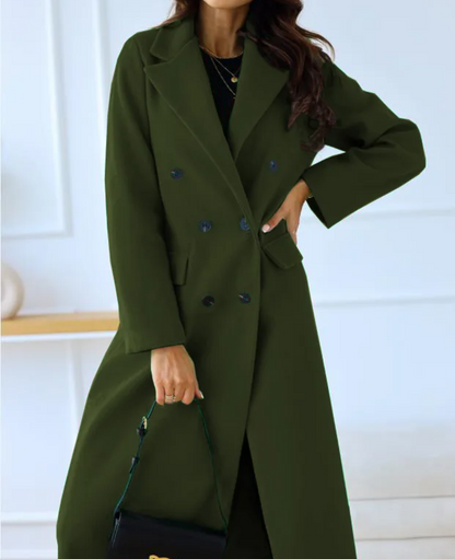 Dames Trenchcoat Lang Elegante Kwaliteit Herfst Winter