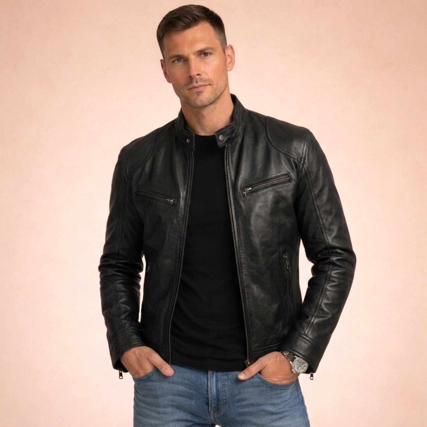 Leren Jack Tijdloos Elegant Mannen Jassen