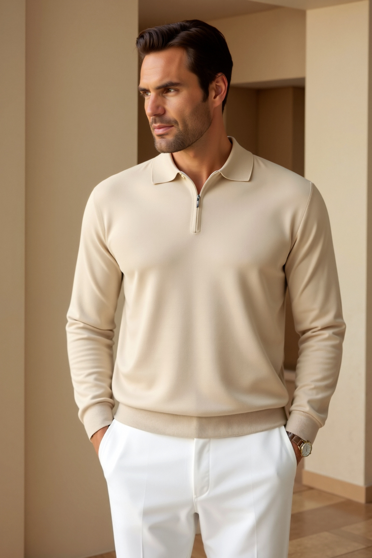 Heren Polo Rits Elegante Korte Mouw Shirt - StudioMarella