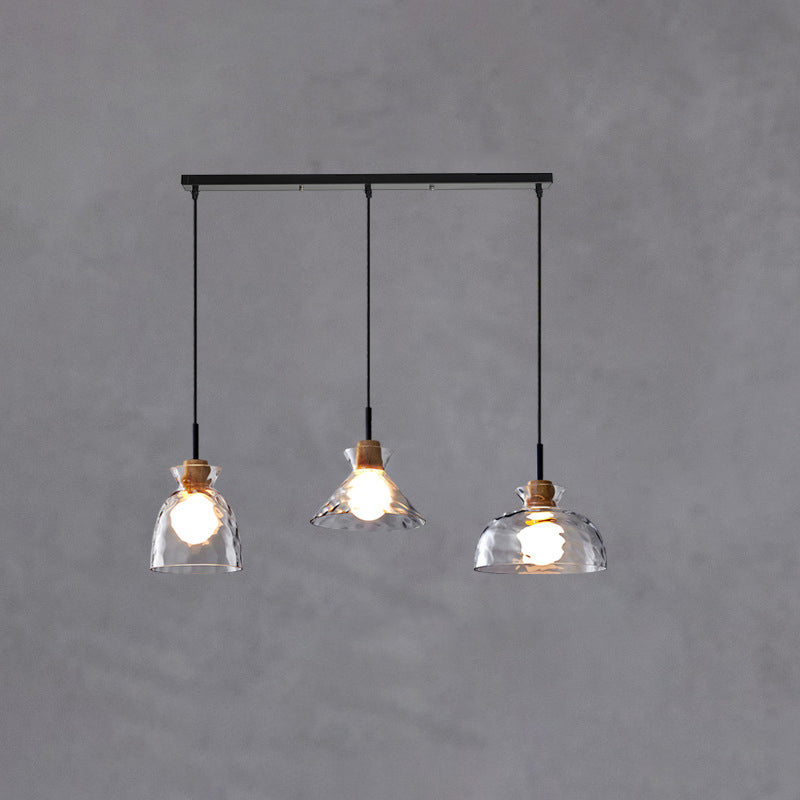 Hanglamp Glas Hout Transparant E26 Woonkamer Slaapkamer Eetkamer Pendellamp Glazen Kap Bell Cone Bowl Industrieel Retro