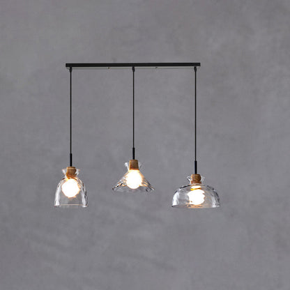 Hanglamp Glas Hout Transparant E26 Woonkamer Slaapkamer Eetkamer Pendellamp Glazen Kap Bell Cone Bowl Industrieel Retro