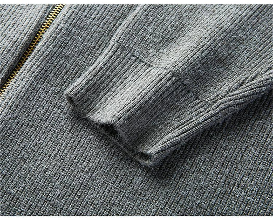 Herenvest Donkere Slimfit Trui met Rits en Kap